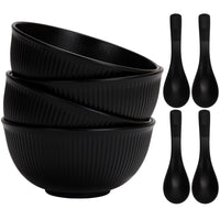 1 x RAW Customer Returns CSYY Pack of 4 pasta bowls, 750 ml unbreakable plastic bowl and spoon, food safe, lightweight, tableware, fruit, snack container, healthy camping bowl for children and adults - RRP €15.05