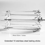 1 x RAW Customer Returns BuyWeek BBQ Grill Rotisserie Skewers, Stainless Steel Grill Skewers BBQ Grill Rotating Skewer BBQ Roaster Grill Rack Kebab Maker - RRP €18.72