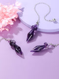 2 x Brand New Jovivi Gemstone Pendulum Esoteric Amethyst Pendant Made of Resin Radiesthesia Meditation Tensor Crystal Pendulum with Chain - RRP €50.4