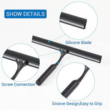 1 x RAW Customer Returns Ulinek shower squeegee without drilling, black, rust-proof squeegee shower with wall hanger and replacement wiper lips, 25 cm window squeegee, non-slip for shower cubicles, bathroom, window, glass, car, kitchen - RRP €18.4