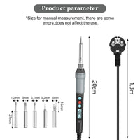 1 x RAW Customer Returns Soldering iron set, 90W LED soldering iron with adjustable and locked temperatures 100 -480 , with ON OFF, 5 soldering tips, soldering iron stand, digital soldering iron with automatic sleep mode for soldering - RRP €18.99