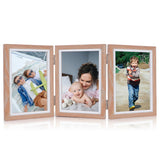 1 x Brand New EUBSWA Wooden Picture Frame Foldable 6 Inches for 3 Photos, Double Collage Photo Frame Portrait Frame Frame for the Desk or Family Wedding Gifts - RRP €15.12