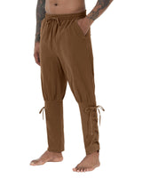 1 x RAW Customer Returns YAOHUOLE Viking Trousers Men s Medieval Pirate Trousers Men s Costume Men s Renaissance Trousers Slim Fit Brown 3XL - RRP €27.22