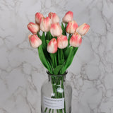 2 x Brand New huaao 12pcs Artificial Latex Tulips Bouquet Artificial Flowers PU Real Touch Bouquet, Wedding Table Party, Office Decoration, Floral Arrangements, Champagne Pink - RRP €30.24