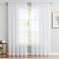 1 x Brand New TOPICK Curtain Sheer Curtain with Drawstring Hanging Transparent Curtains Gauze Pair of Scarves Window Scarf Curtains Bedroom Living Room 241 x 140 cm H x W 2 Pieces White - RRP €33.99