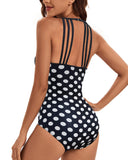 7 x Brand New JFAN Sexy Women s One Piece Swimsuit One Piece Swimsuit Women Transparent Fishnet Pool Monokini Push-up Vintage with Adjustable Straps Black Polka Dots L - RRP €349.93