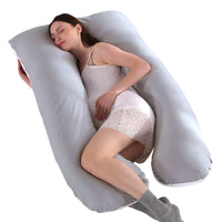 1 x RAW Customer Returns SHANNA Pregnancy Pillow, Extra Large Pillow for Adults, Body Pillow for Maternity and Sleep Comfort, U-Shaped Pillow, with Removable and Washable Cover, 70 x 130 cm Grey White - RRP €34.99