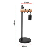 1 x RAW Customer Returns Bedside Table Lamp E27 Black Round Industrial Design with Metal Switch Wooden Table Lamp Reading Lamp Suitable for Book, Living Room, Bedroom Without Bulb  - RRP €33.64