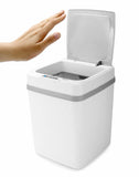 1 x RAW Customer Returns QWORK Automatic Sensor Trash can Touchless Motion Sensor Trash can with Lid Soft Close No Noise Moisture Proof - 12L - White - RRP €26.51