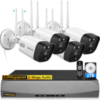 1 x RAW Customer Returns 3K WLAN surveillance camera set, wireless outdoor surveillance system, 8 channel video surveillance system, 4 pieces 5.0MP indoor outdoor digital outdoor surveillance camera with recording, 2TB hard drive - RRP €296.47