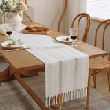 1 x RAW Customer Returns CHUQING Table Runner Beige Boho Table Runner Country House Style Table Runner Rustic 38 x 160 cm Beige Cream - RRP €19.04