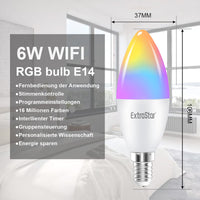 1 x RAW Customer Returns EXTRASTAR E27 Smart LED candle lamp, light bulb 6w 2700-6500K dimmable bulb 16 million, on ONLY 2.4 GHz network, compatible with Alexa and Google Home, pack of 4 - RRP €30.24