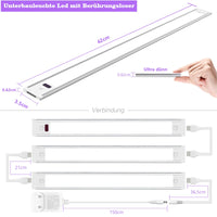 1 x RAW Customer Returns wobsion under cabinet light kitchen LED warm white with touchless sensor, 1300 LM LED strip 42CM 3PCS lighting kitchen dimmable 3000K, ultra thin kitchen light under cabinet LED for, showcase cabinet lighting - RRP €40.33