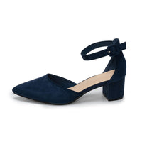 1 x RAW Customer Returns Daman, pumps with strap, comfortable pumps with heels, Navy suede, 38 EU - RRP €58.8