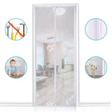 1 x RAW Customer Returns Apalus Magnetic Screen Door, Mesh Curtain, Top-to-Bottom Magnetic Seal with Automatic Closing, Keeps Fresh Air in 140x220 CM, White  - RRP €26.48