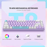 1 x RAW Customer Returns YINDIAO T8 60 Mechanical Gaming Keyboard, 68 Keys TKL Compact Layout, Wired Mini Keyboard, 18 RGB Lighting, Blue Switch, Anti-Ghosting, Pro USB-C Coiled Cable, for PC, MAC, PS4, XBOX-Lavender - RRP €57.99