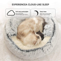 1 x RAW Customer Returns Souarts cat cave cat bed semi-enclosed dog bed pet bed with cover bed, round soft plush cave cuddle cave for dogs and cats coffee, diameter 40 cm  - RRP €25.99