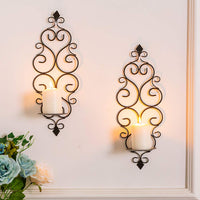 1 x RAW Customer Returns Sziqiqi Retro Style Wall Candle Holder, Iron Art Hanging Candle Holder for Home Decoration, Wall Mounted Candle Holder, Black - RRP €19.72