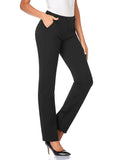 1 x RAW Customer Returns Tapata Women s 71cm 76cm 81cm 86cm Straight Stretch Trousers with Pockets for Office Business Everyday Wear, Tall Long Regular Petite Trousers 76cm, Black, S - RRP €45.37