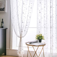 1 x RAW Customer Returns MIULEE curtains with floral embroidery pattern, white curtains for living room, bedroom curtain, transparent with eyelets, set of 2 voile transparent curtains, each H 245 x W 140 cm - RRP €33.49