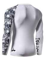 1 x RAW Customer Returns LAFROI Men s Rash Guard Long Sleeve UPF 50 Compression Shirt CLYYB Asym Skull,M - RRP €24.99