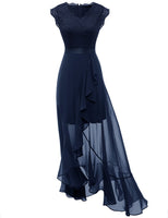 1 x RAW Customer Returns Dressystar Women s Elegant Evening Dresses Wedding Party V-Neck Cocktail Dress Maxi Long Bridesmaid Dress Navy Blue S - RRP €64.99