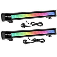 1 x RAW Customer Returns MEIHUA 42W Outdoor RGB LED Spotlight, 2PCs RGB Light Bars with Remote Control, 12 Colors, 6 Brightnesses, 2 6-Speed Color Changing Modes, RGB LED Lights for Bar, Halloween, Garden, Party - RRP €54.68