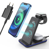 1 x RAW Customer Returns Minthouz 3 in 1 Fast Wireless Charger - 20W Base Wireless Charging with QC 3.0 Adapter - Wireless Docking Station Charger Compatible with iWatch, AirPods, iPhone Series 14 13 12 X 8 etc - RRP €32.45