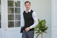 1 x RAW Customer Returns iClosam men s sweater vest V-neck comfort fit cotton knitted vest - RRP €27.19