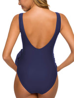 1 x RAW Customer Returns Love2Mi Maternity Swimsuit One Piece Elegant V-Neck Maternity Swimwear Tie Front Bowknot Swimsuit Navy Blue XL - RRP €33.26