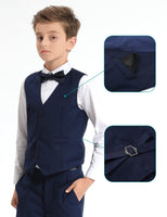 1 x RAW Customer Returns mintgreen Children s Suit Set Boys, Wedding Outfit Festive Formal Pageboy Prom Vest Trousers, Navy Blue, 158-164, Day 14 - RRP €46.07