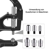 1 x RAW Customer Returns HYEIOL Eyelet Press with Hammer, 3 Interchangeable Punching Dies 6 10 12 mm and 3000 Eyelets, Eyelet Pliers Set for Fabrics Leather Tarpaulins and Plate Grommets Snap Buttons Rivets - RRP €56.99