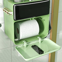 1 x Brand New Qezodsx Waterproof Toilet Paper Holder Toilet Paper Tray Roll Paper Tube Storage Box Tray Tissue Box Shelf Green - RRP €19.2