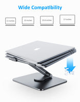 1 x RAW Customer Returns Gladgogo Laptop Stand, Adjustable Ergonomic Notebook Stand, Ventilated Aluminum Notebook Holder for Desk Compatible with All Laptops 10-17 Silver  - RRP €35.99