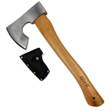 1 x RAW Customer Returns Xforst axe, hatchet, Viking, survivor made of forged carbon steel Hand axe with hickory wooden handle and blade protection made of genuine leather 38 cm length, 0.75 kg weight Model X-HX6 - RRP €34.79