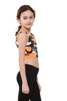 1 x Brand New Kids Girls Neon Fluorescent Camo Vest Crop Tops T-Shirt Tee Vest Dancewear Gymnastics Costume Neon Orange Camouflage 13-14 Years - RRP €27.6