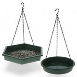 1 x RAW Customer Returns MIJOMA - 2-piece set for garden lovers bird bath and feeding bowl with chain suspension, ideal for yard, terrace outdoor, plastic metal, dark green, 43 45cm - RRP €22.5