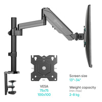 1 x RAW Customer Returns ONKRON PC monitor mount vertical for 13-34 inch screen up to 8 kg, monitor desk mount VESA 75x75 100x100 - screen mount 1 monitor swivel arm tiltable rotatable black G70-B - RRP €58.01