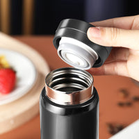 1 x RAW Customer Returns Small Stainless Steel Thermos Bottles - Cute Water Bottle, Vacuum Insulated Bottle for Hot and Cold Drinks BPA Free, Black, 280ml  - RRP €15.99