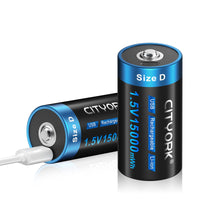 1 x RAW Customer Returns CITYORK Rechargeable D Cell Batteries, 1.5V 15000mWh USB Li-Ion D Battery Rechargeable with Type-C Cable -2 Pack - RRP €25.2