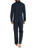 1 x RAW Customer Returns DAVID ARCHY Men s Cotton Pajamas Sleepwear Long Sleeve Shirt and Lounge Pants with Button Placket Pockets and Ribbon Pack of 1, Dark Blue, XL - RRP €47.39