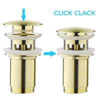 1 x RAW Customer Returns Drain fitting with overflow brushed gold - Keymark universal drain valve drain fitting for washbasin vanity unit - brass pop up drain plug - RRP €22.18