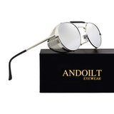 21 x Brand New ANDOILT Steampunk Sunglasses Men Women Round Retro Vitage Sunglasses UV400 Protection Metal Frame Silver Frame Silver Lens - RRP €386.4