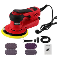 1 x RAW Customer Returns Professional Electric Palm Random Orbital Sander 150mm 5mm Orbit with Backing Pad, Orbital Sander for Bodywork with 20 Abrasive Discs and Accessories, 350W Electric Brushless Motor - RRP €195.73