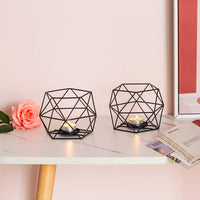 10 x Brand New Nuptio Black Tealight Holder, Metal Candle Holder with Geometric Tea Light, Pillar Candle Holder Centerpieces for Coffee Tables for Home Decor, Anniversary Ceremony, 2 Pieces - RRP €160.0