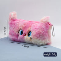 1 x Brand New Cute Plush Gradient Pencil Case Colorful Pen Bag Soft Makeup Bag Coin Purse Storage Stuffed Animal Bag for Women Girls Daughter School Office Red - RRP €32.4