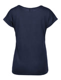 1 x RAW Customer Returns TrendiMax Women s T-Shirt Solid Color Round Neck Short Sleeve Summer Shirt Loose Tops Basic Tops, Dark Blue, L - RRP €18.1