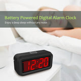 1 x RAW Customer Returns EUTUKEY Digital Alarm Clock, Battery Operated Clock, Large Digital LED Display, 2 Brightness Levels, Adjustable Volume, Snooze, Suitable for Bedroom, Desk, Wall Black  - RRP €21.62