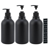 3 x Brand New Segbeauty Soap Dispenser Black Matt, Pack of 3 500 ml Shampoo Dispensers for Shower, Shampoo Bottles for Filling with Labels, Refillable Soap Dispenser Plastic for Kitchen Bathroom - RRP €73.74