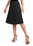 1 x RAW Customer Returns Women s Vintage A-Line Elastic High Waist Midi Skirt Flared Office Knee Length Stretch Skirts M, Black  - RRP €25.19